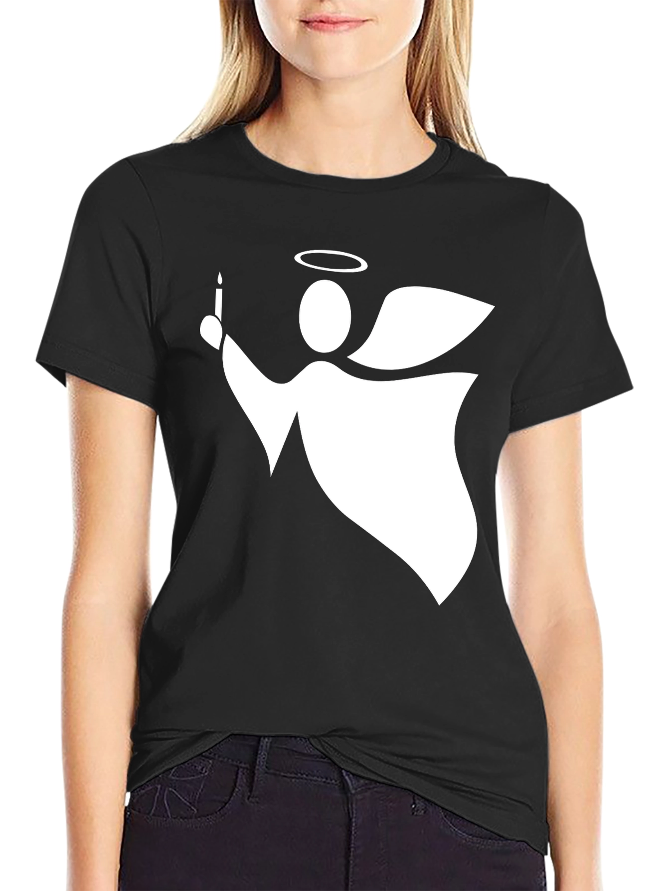 Angel with Candle Graphic T-Shirt