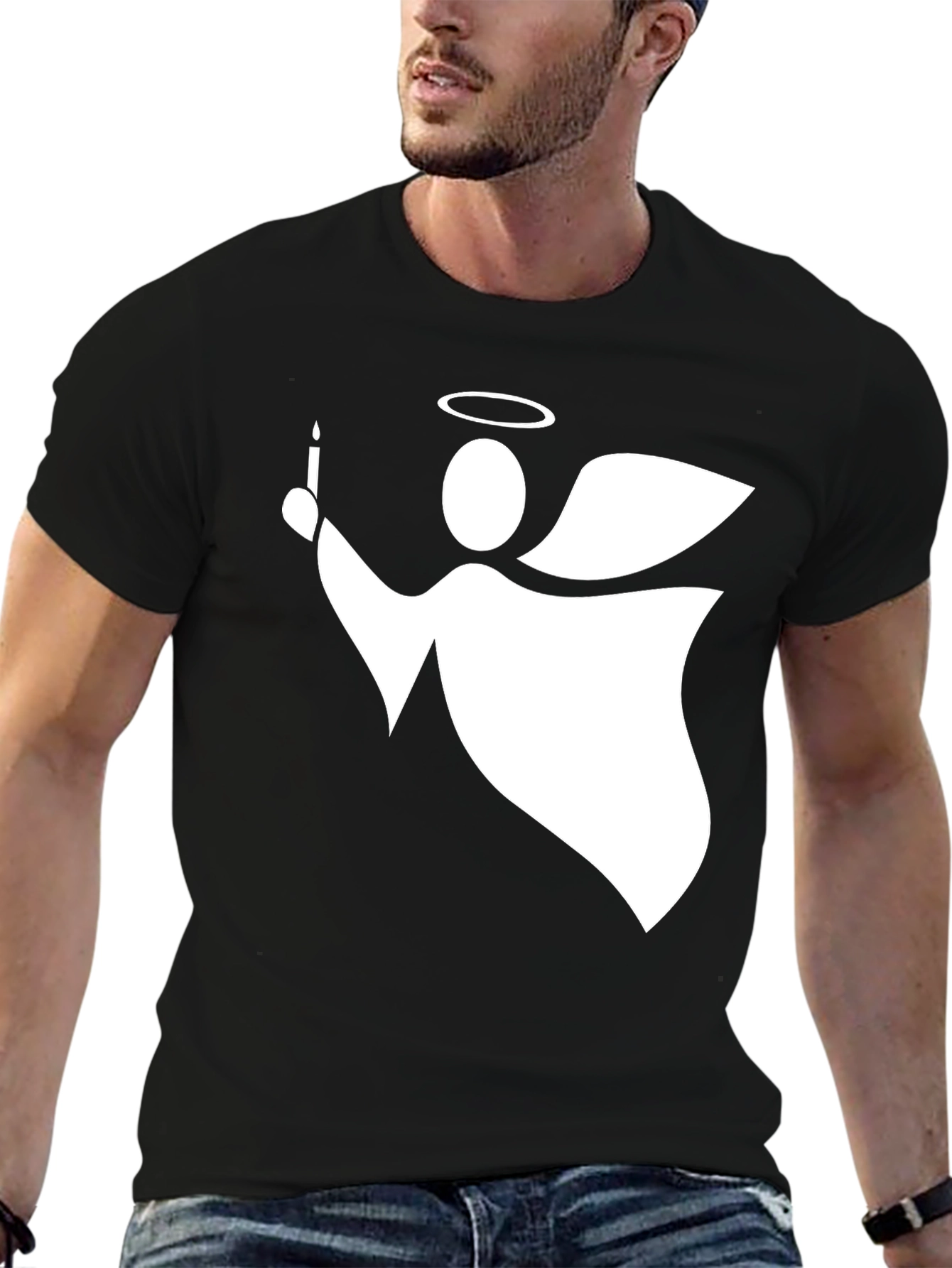 Angel with Candle Graphic T-Shirt