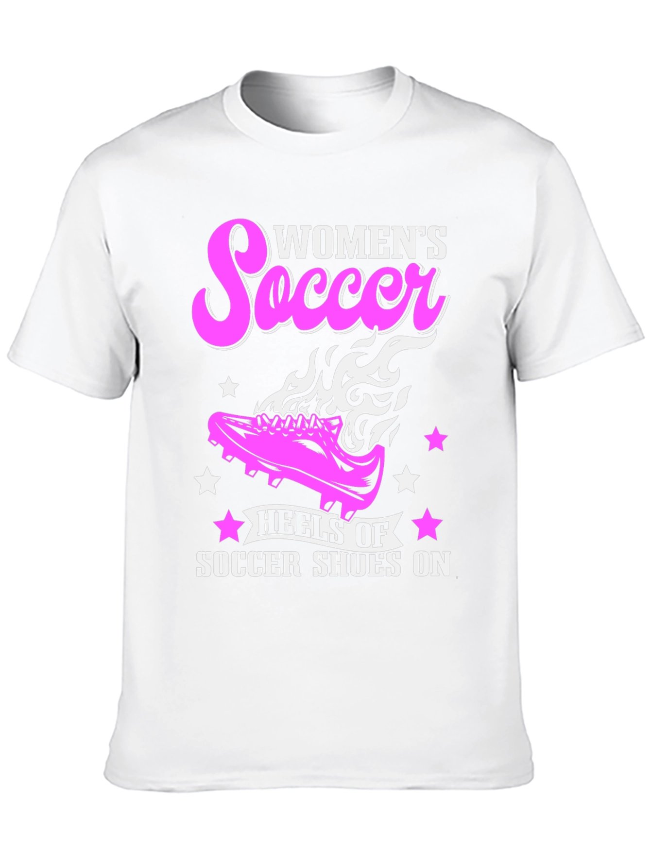 Womens Soccer T-Shirt Heels of Soccer Shoes On