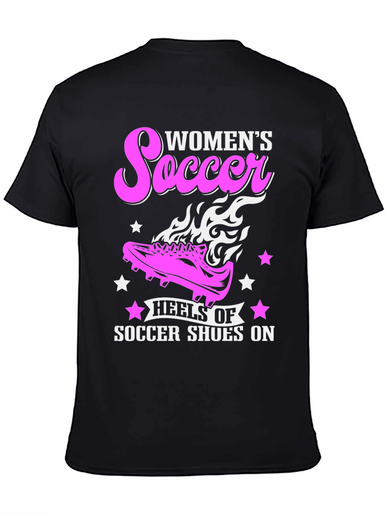 Womens Soccer T-Shirt Heels of Soccer Shoes On