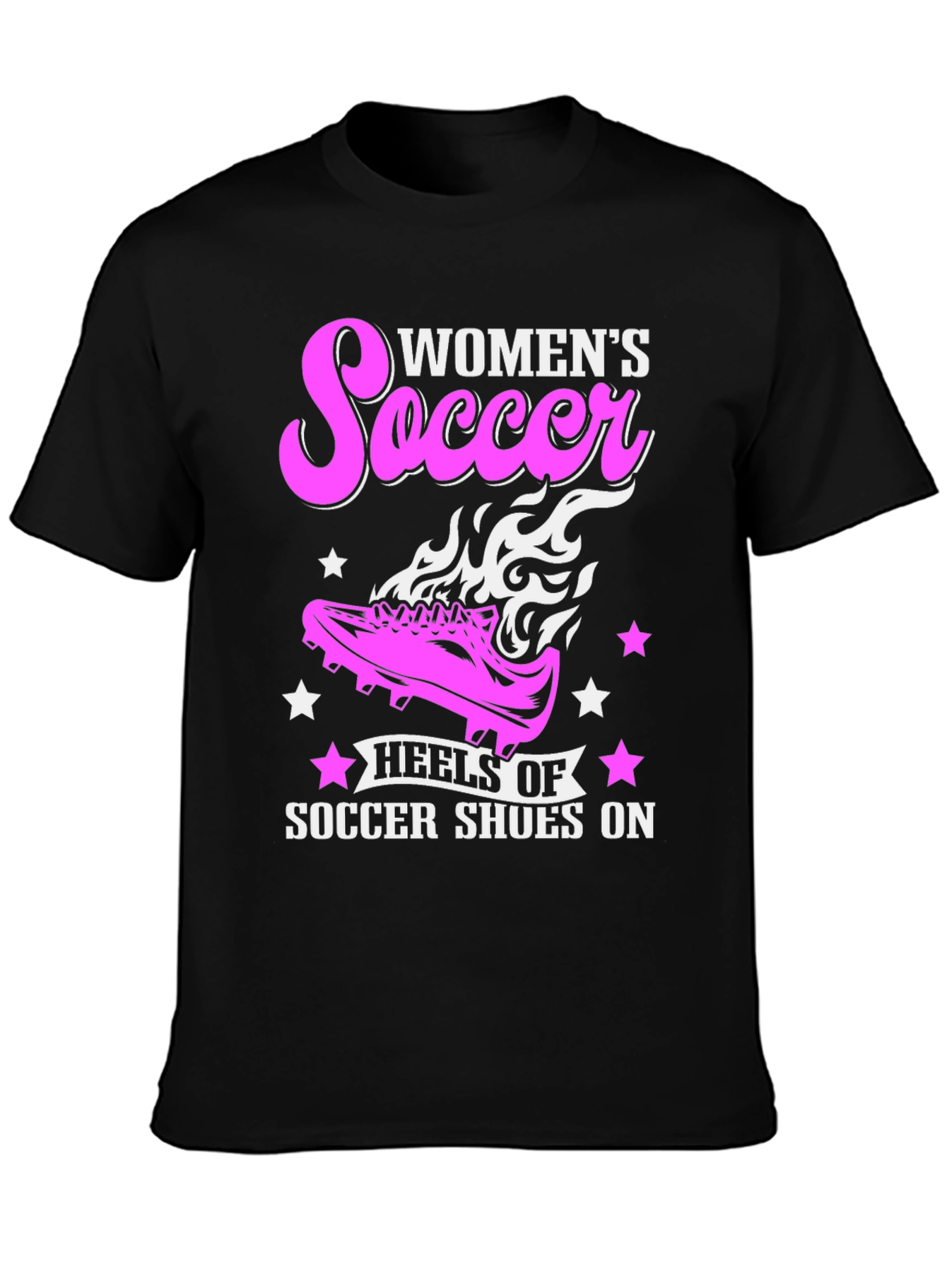 Womens Soccer T-Shirt Heels of Soccer Shoes On