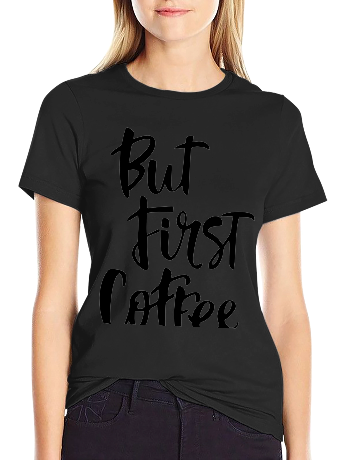 But First Coffee Graphic Tee - Unisex Black T-Shirt