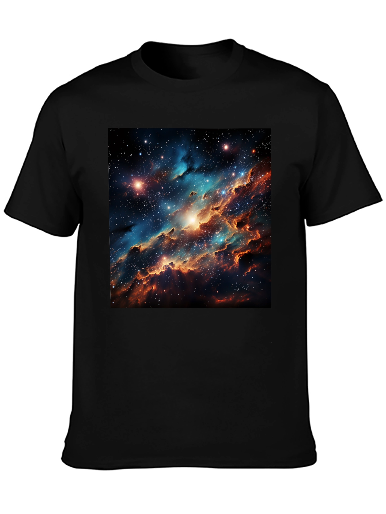 Nebula Galaxy Print Black T-Shirt