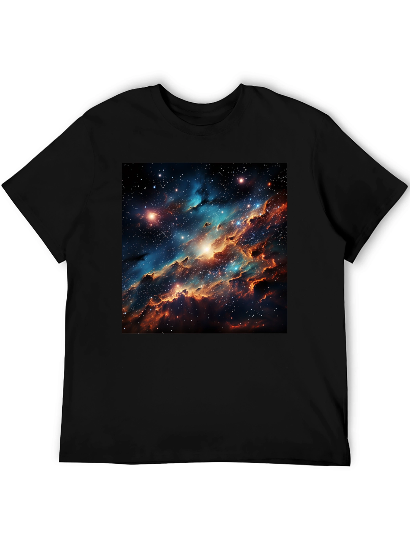 Nebula Galaxy Print Black T-Shirt