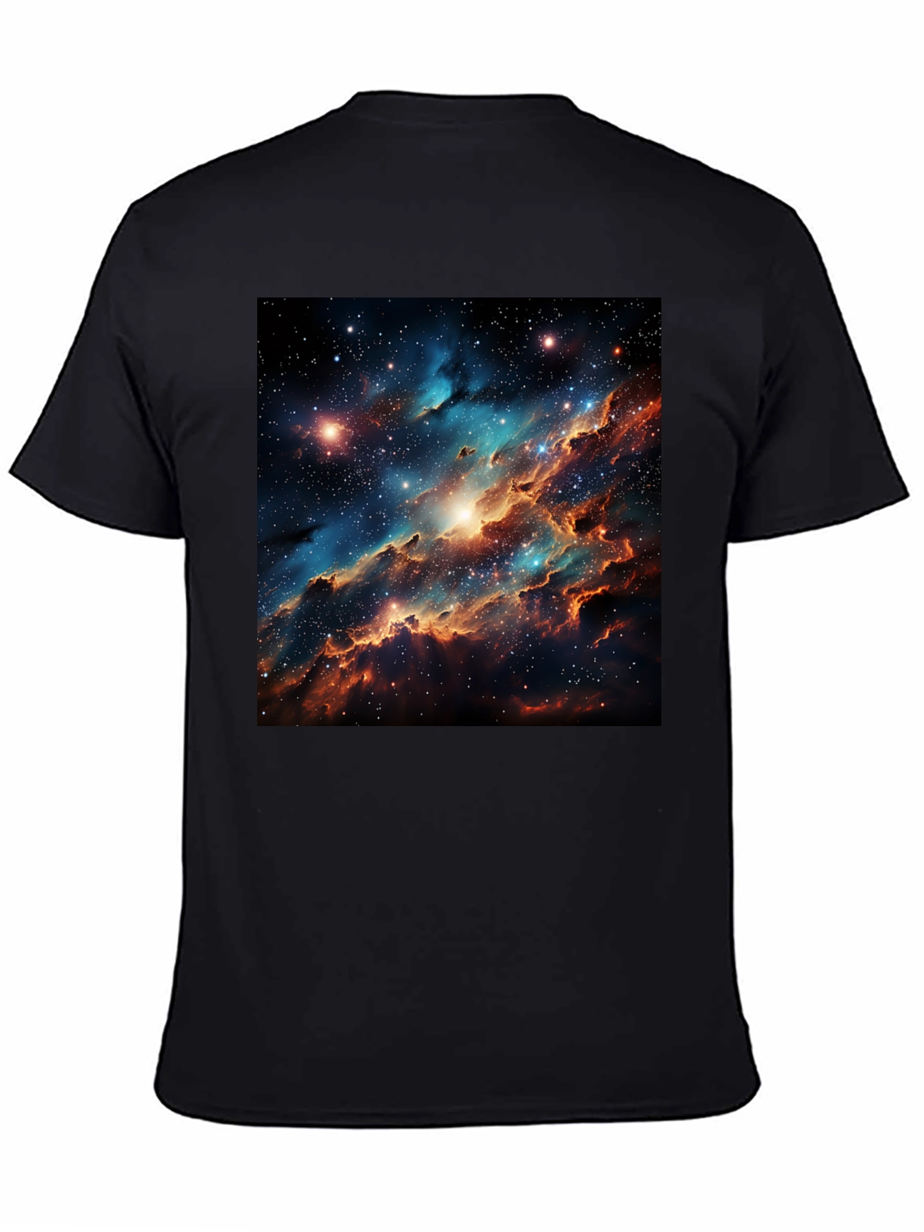 Nebula Galaxy Print Black T-Shirt