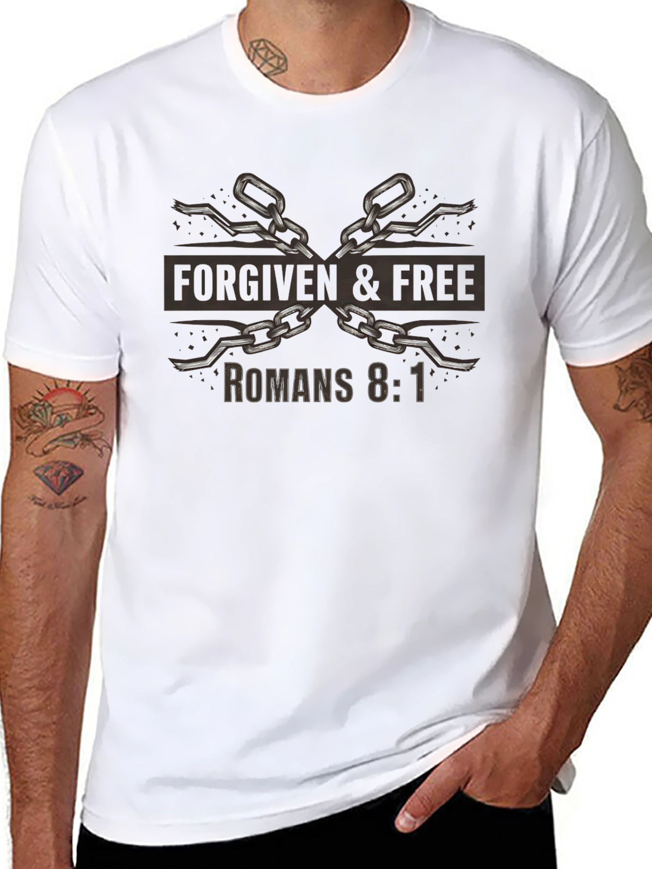 Forgiven & Free Christian T-Shirt - Romans 8:1
