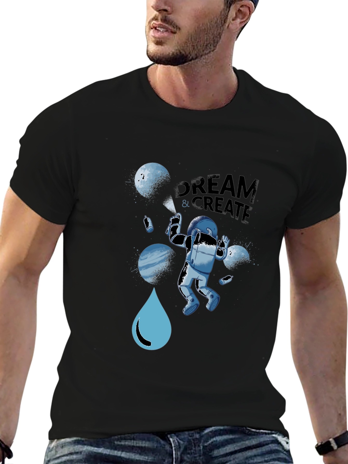 Dream & Create Astronaut Graphic Tee - Black