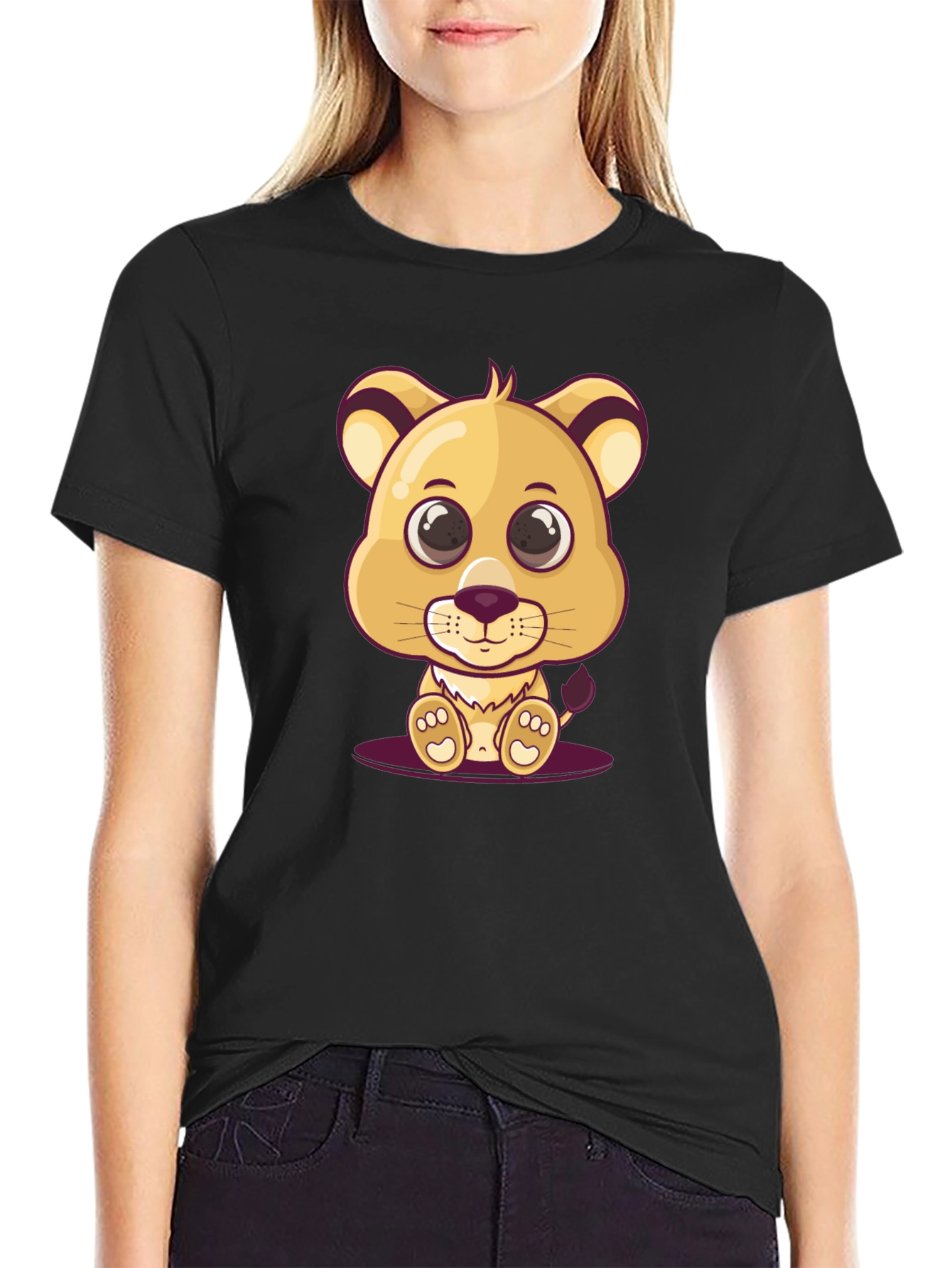 Cute Lion Cub Graphic T-Shirt