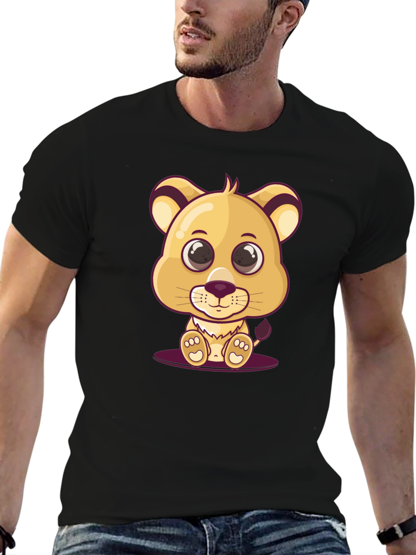 Cute Lion Cub Graphic T-Shirt