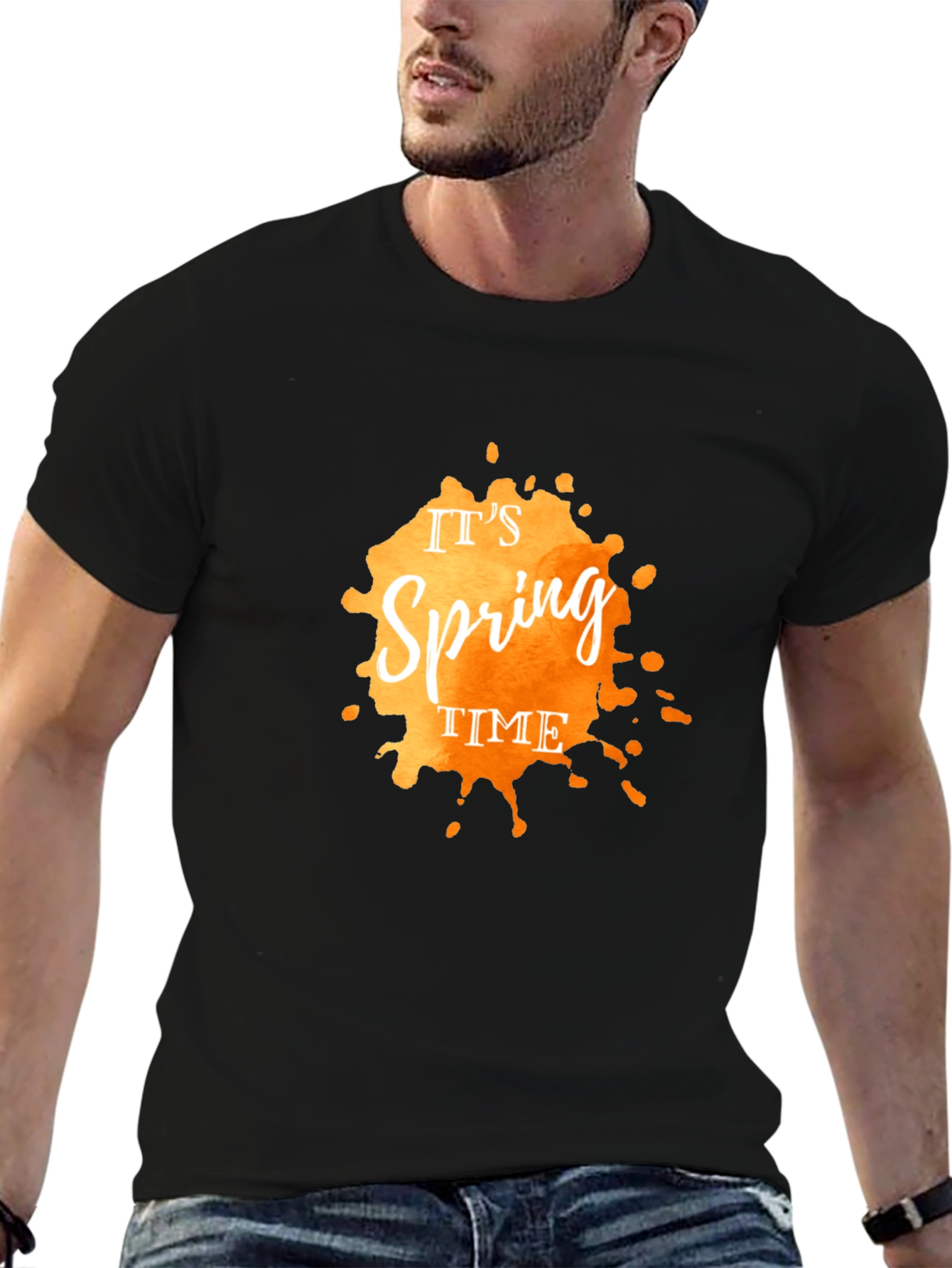 Spring Time Graphic Tee - Stylish Mens Black T-Shirt