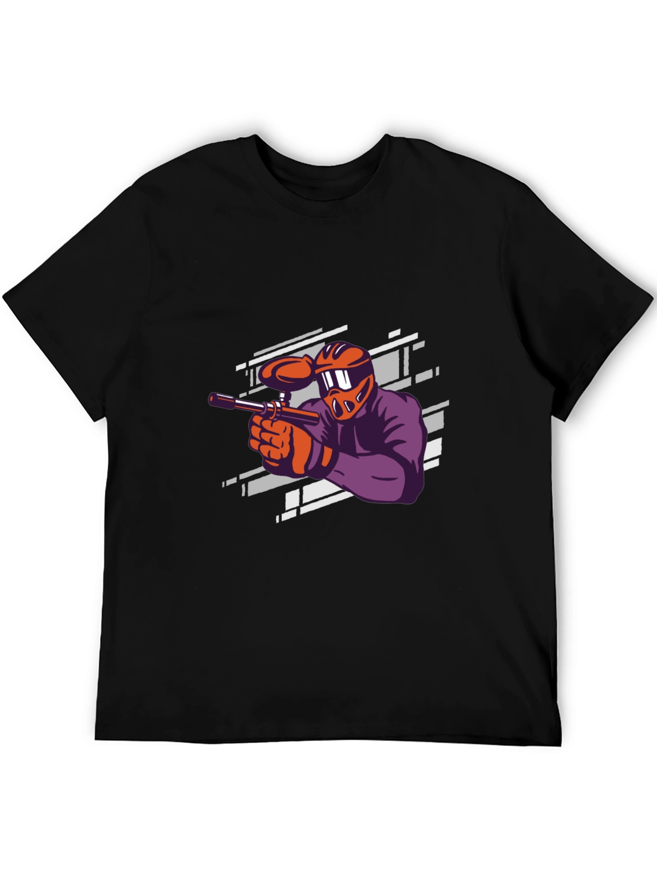 Paintball Player Graphic Tee - Black Cotton T-Shirt