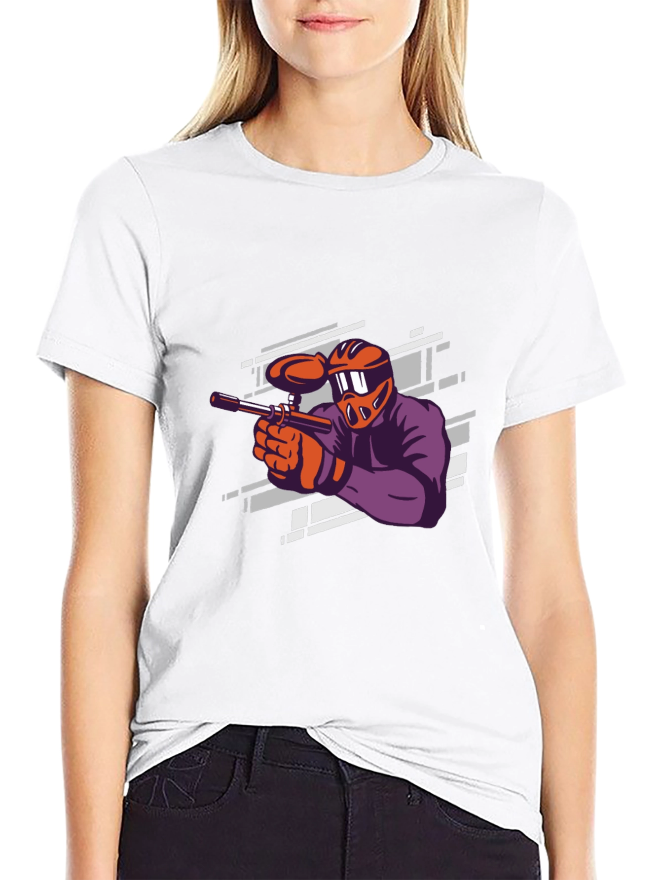 Paintball Player Graphic Tee - Black Cotton T-Shirt