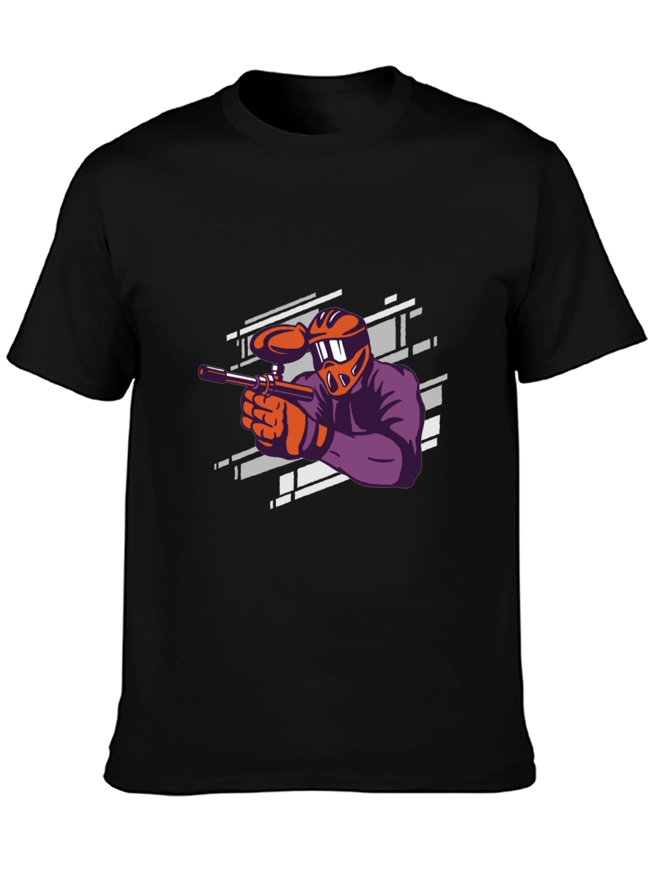 Paintball Player Graphic Tee - Black Cotton T-Shirt