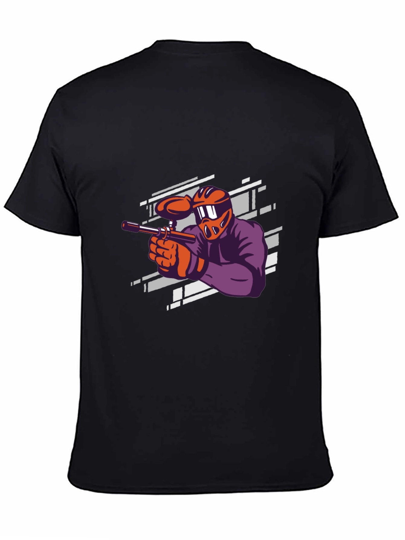 Paintball Player Graphic Tee - Black Cotton T-Shirt