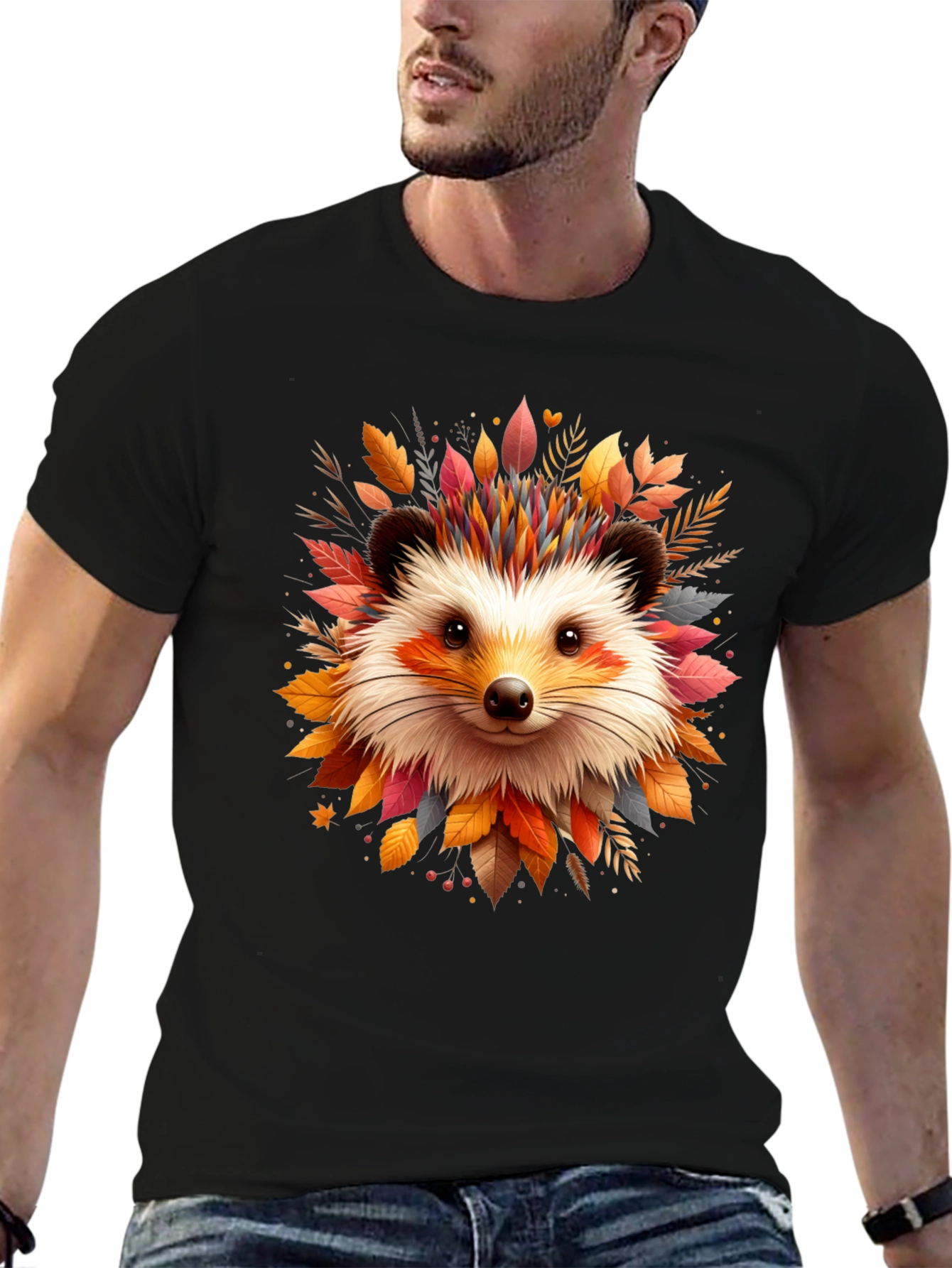 Hedgehog Autumn Leaves T-Shirt