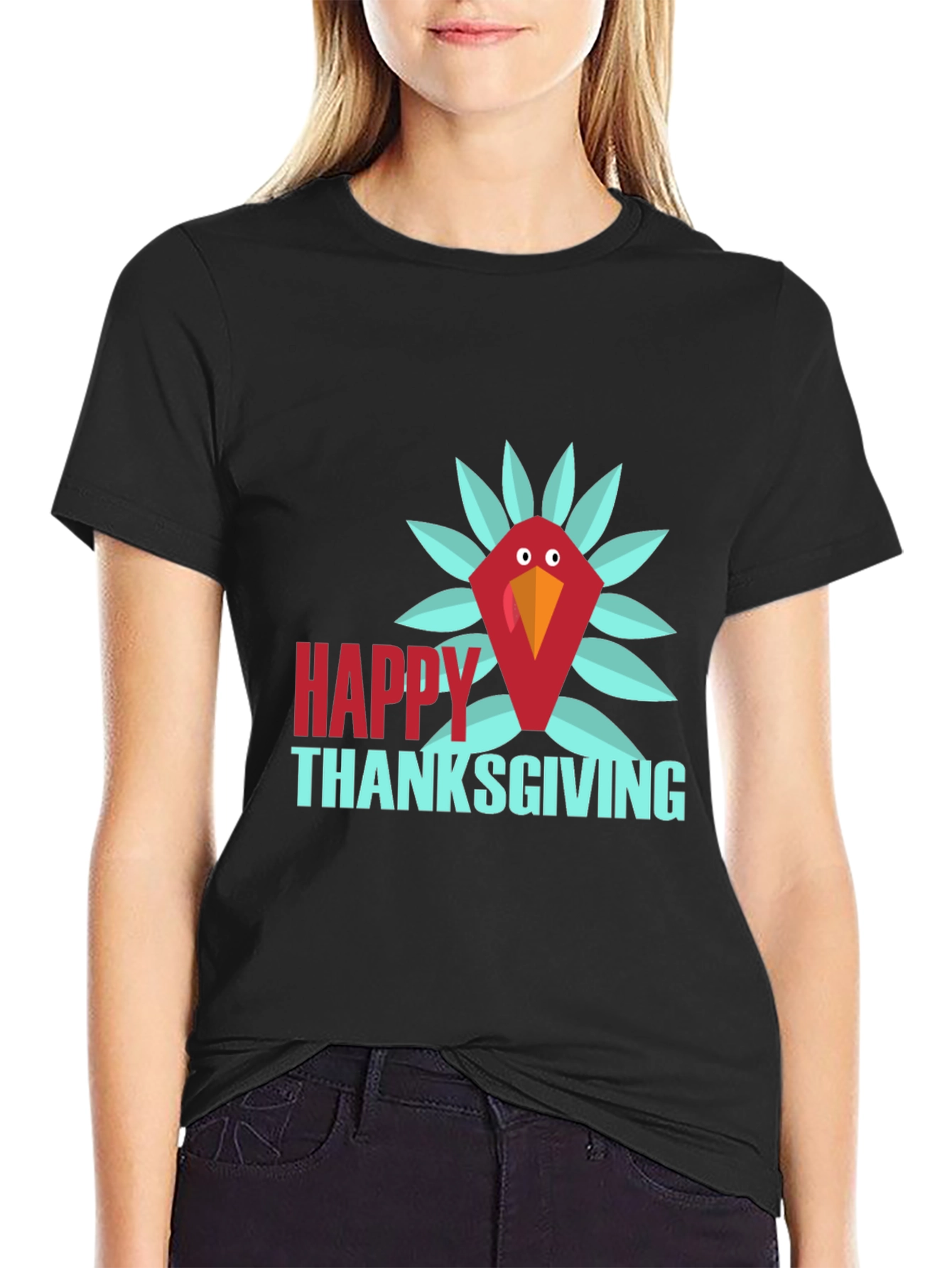 Happy Thanksgiving Turkey T-Shirt - Black