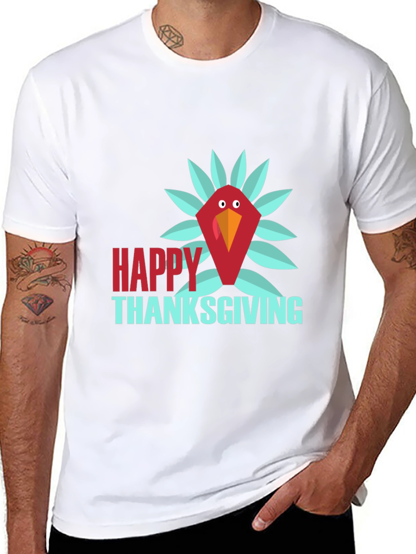 Happy Thanksgiving Turkey T-Shirt - Black