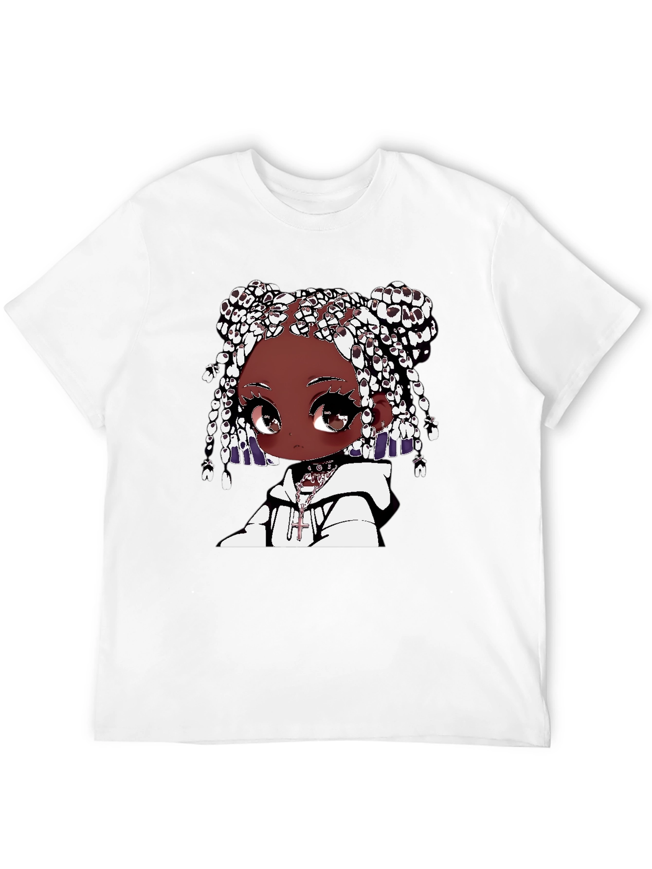 Anime Girl Graphic Tee - Black