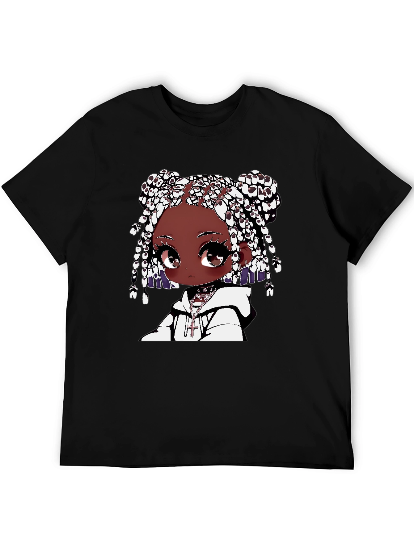 Anime Girl Graphic Tee - Black