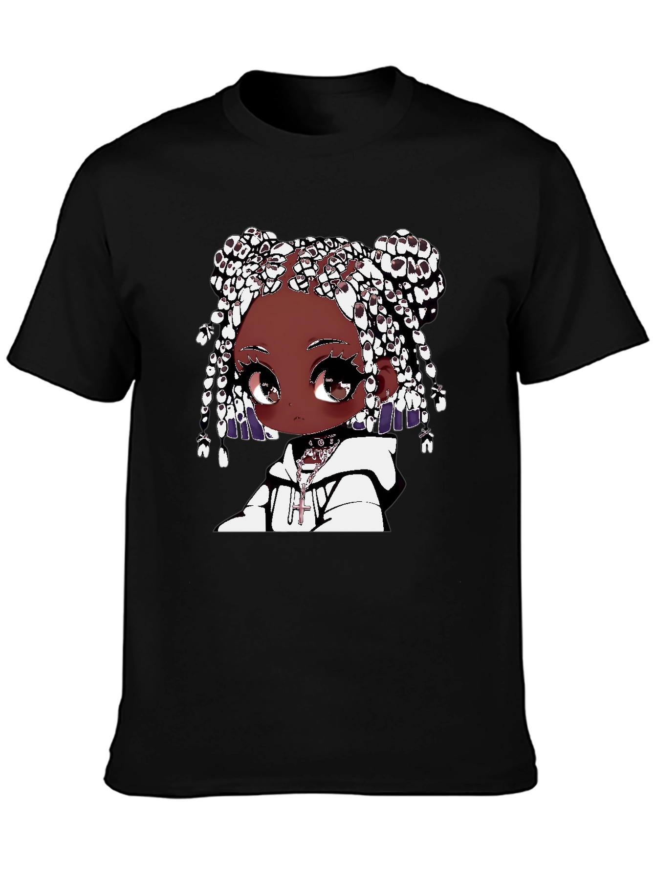Anime Girl Graphic Tee - Black