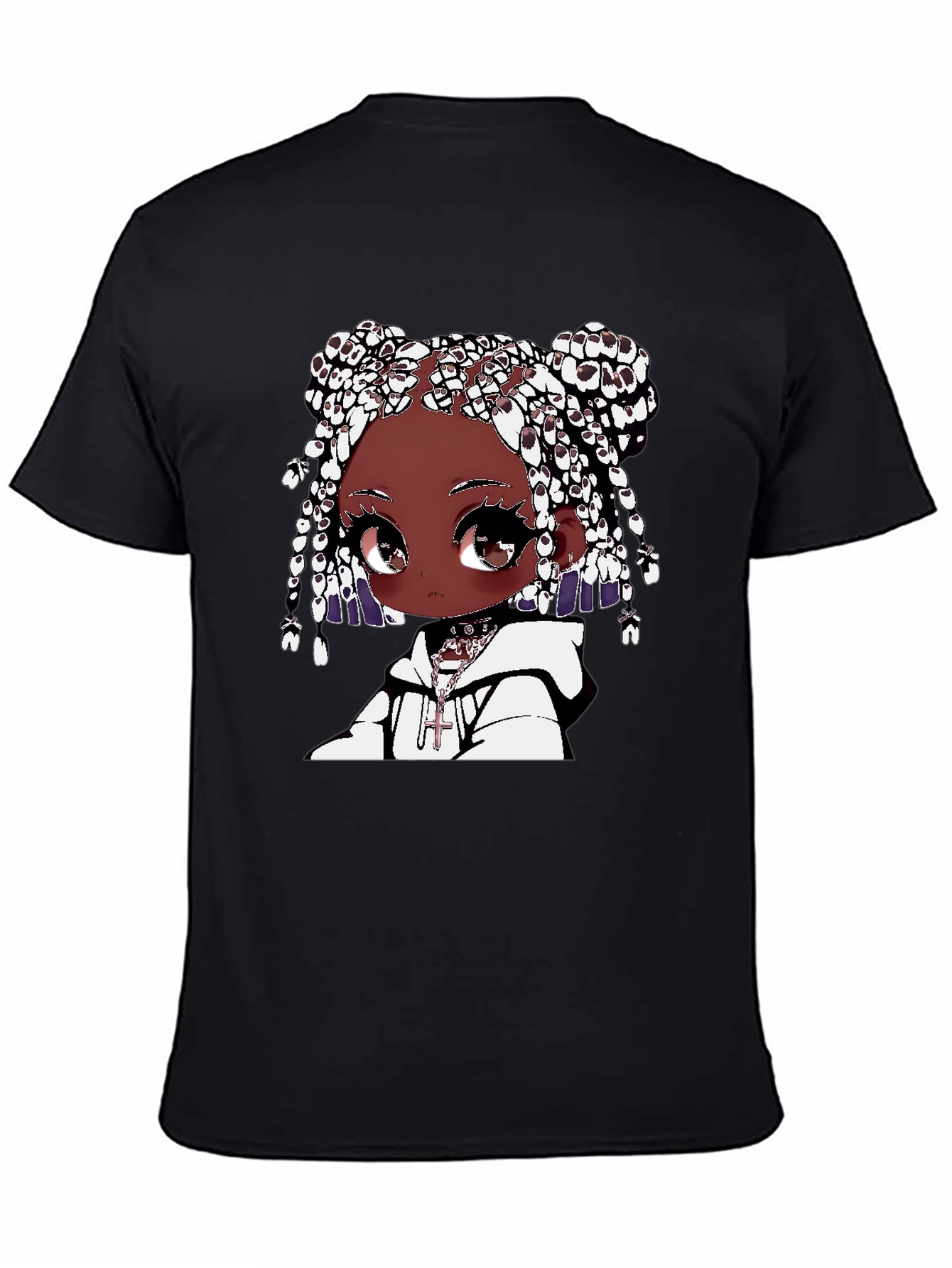 Anime Girl Graphic Tee - Black