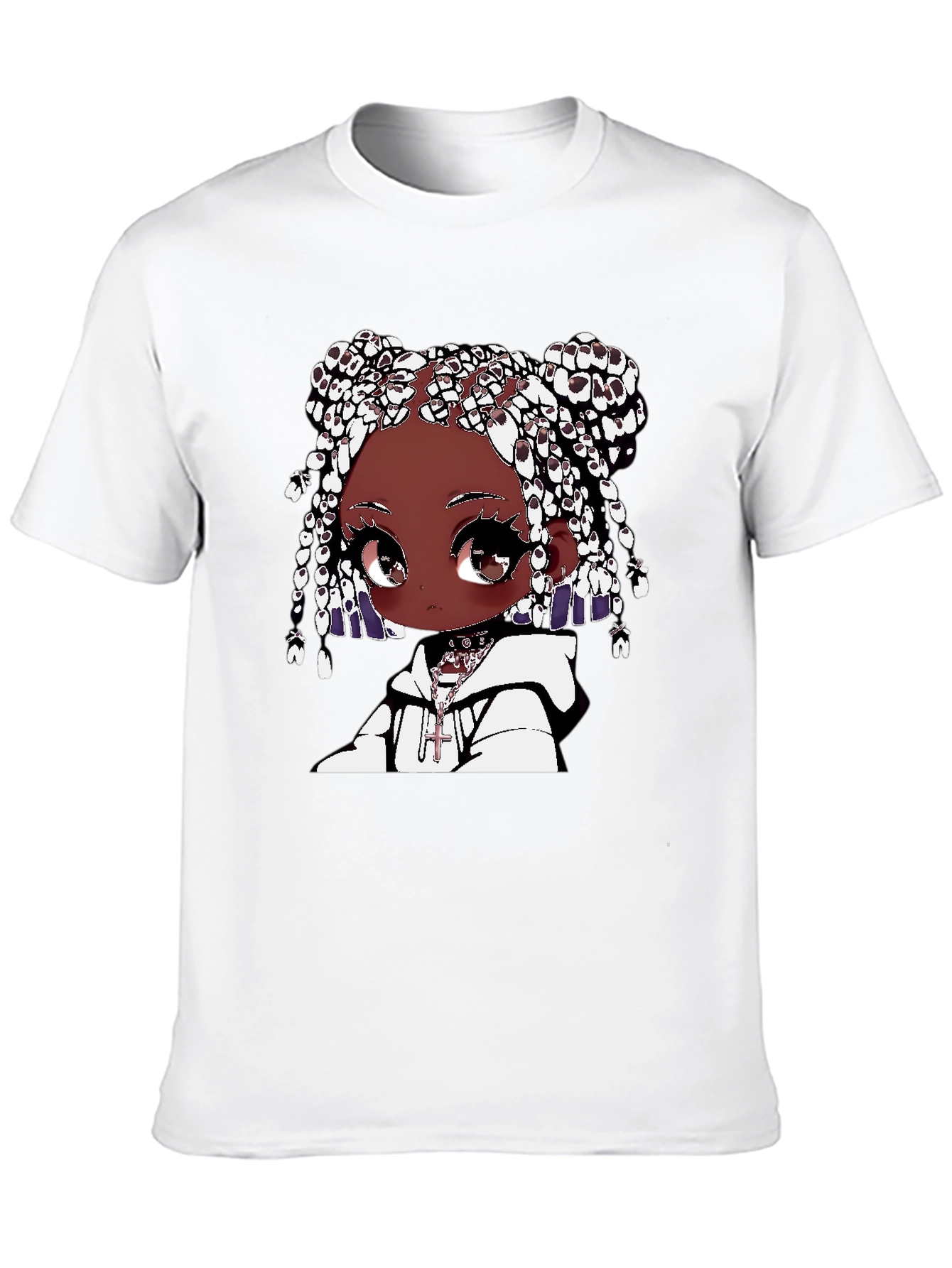 Anime Girl Graphic Tee - Black