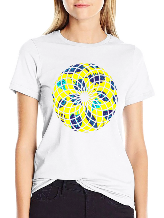 Geometric Print Black Crew Neck T-Shirt