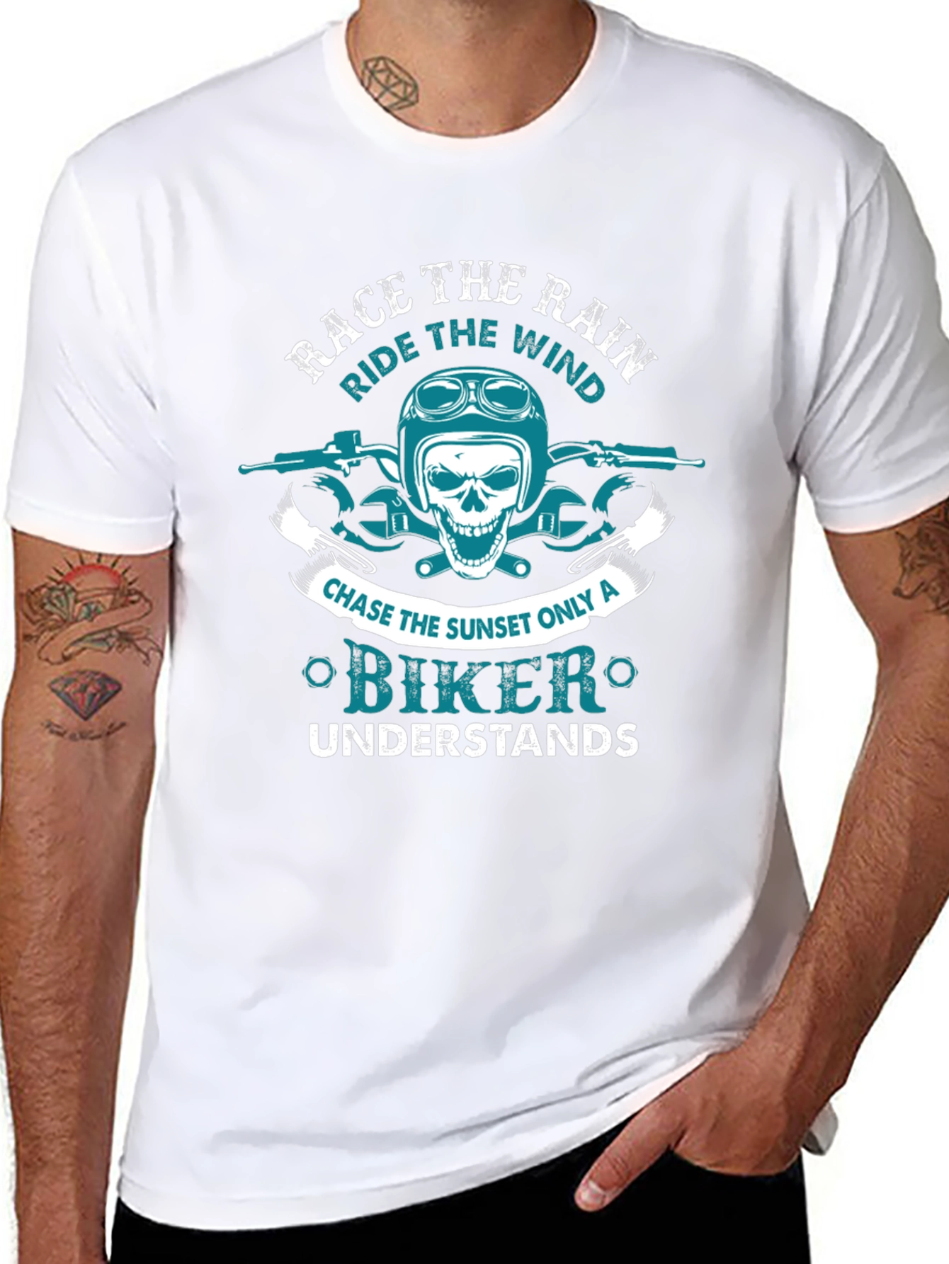Biker T-Shirt: Race the Rain Ride the Wind