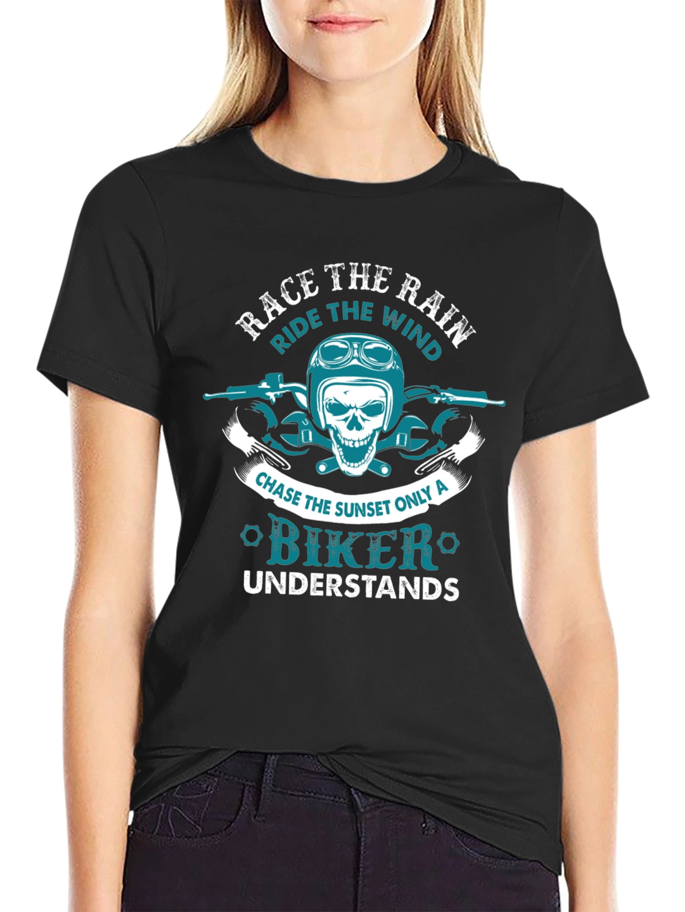 Biker T-Shirt: Race the Rain Ride the Wind