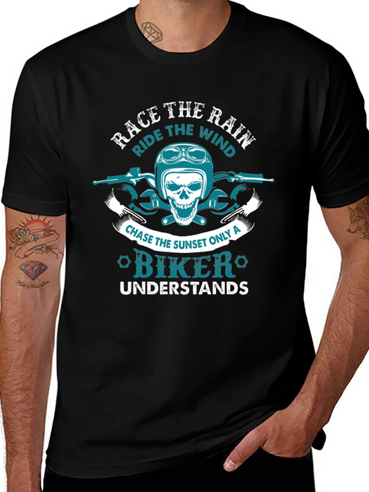 Biker T-Shirt: Race the Rain Ride the Wind