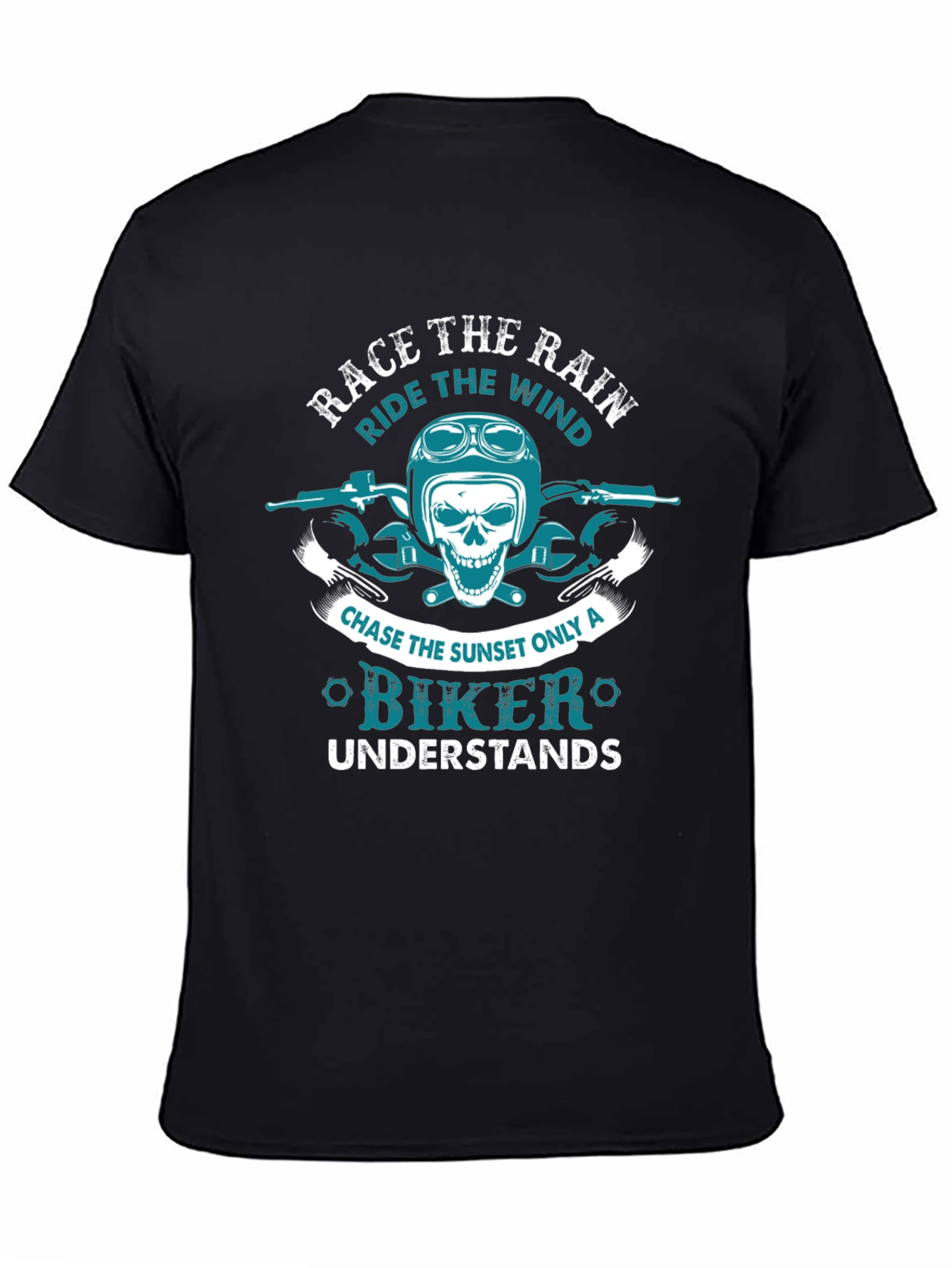 Biker T-Shirt: Race the Rain Ride the Wind