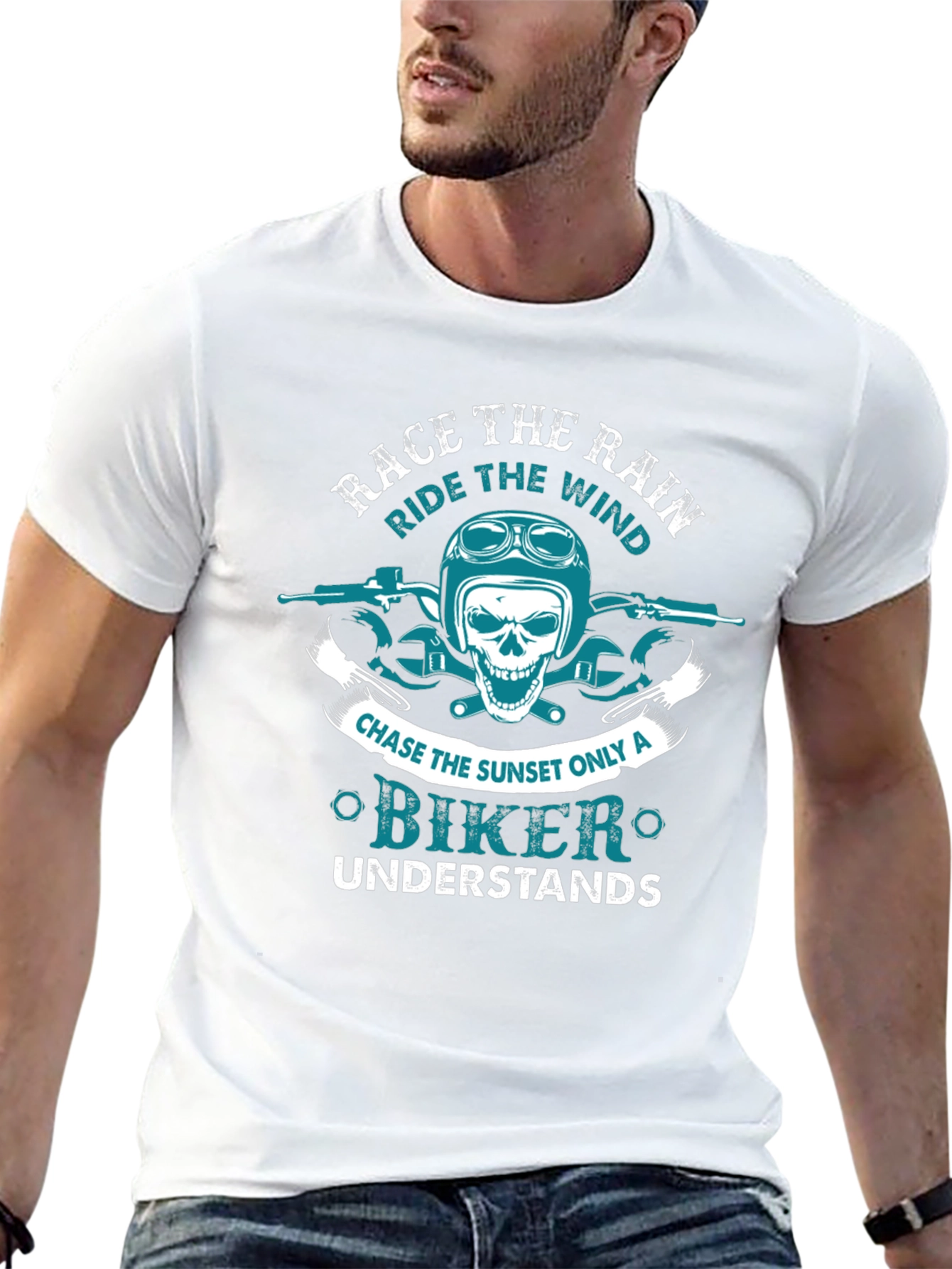 Biker T-Shirt: Race the Rain Ride the Wind