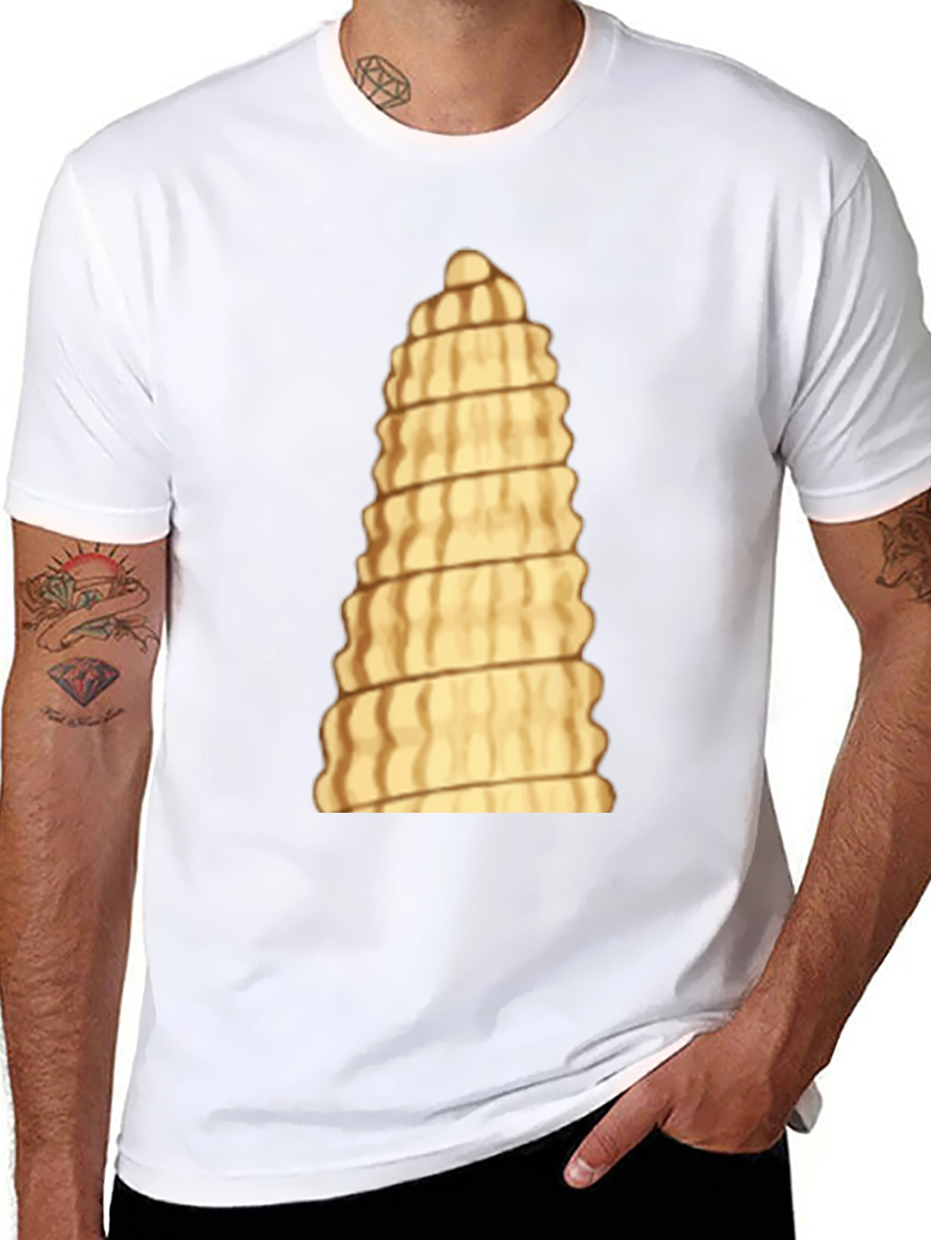 Unique Pasta Tower Black T-Shirt