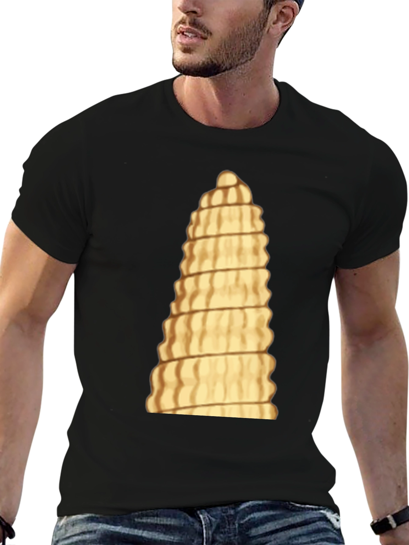 Unique Pasta Tower Black T-Shirt