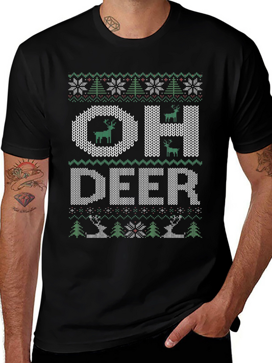 Oh Deer Ugly Christmas Sweater Style T-Shirt
