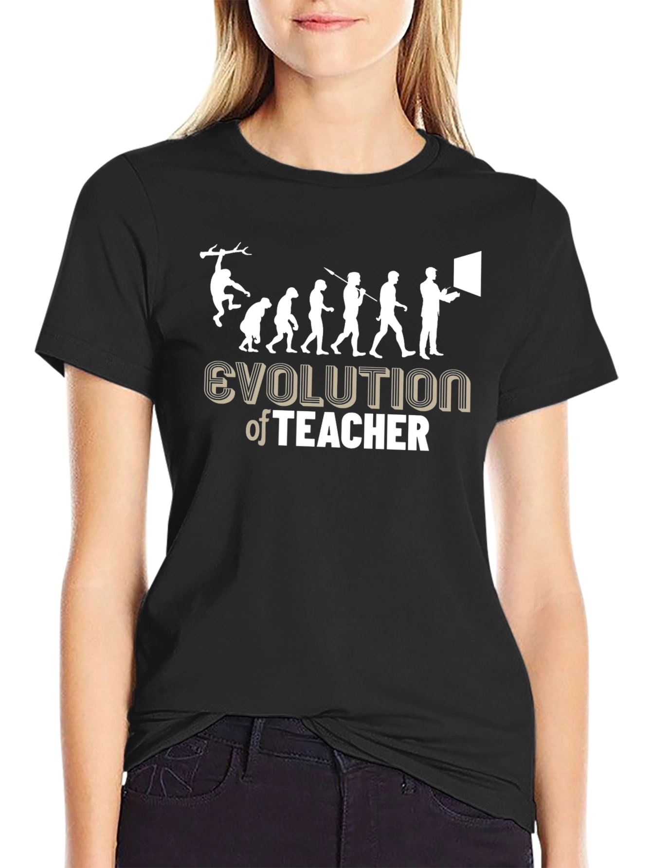 Evolution of Teacher Black Graphic Tee