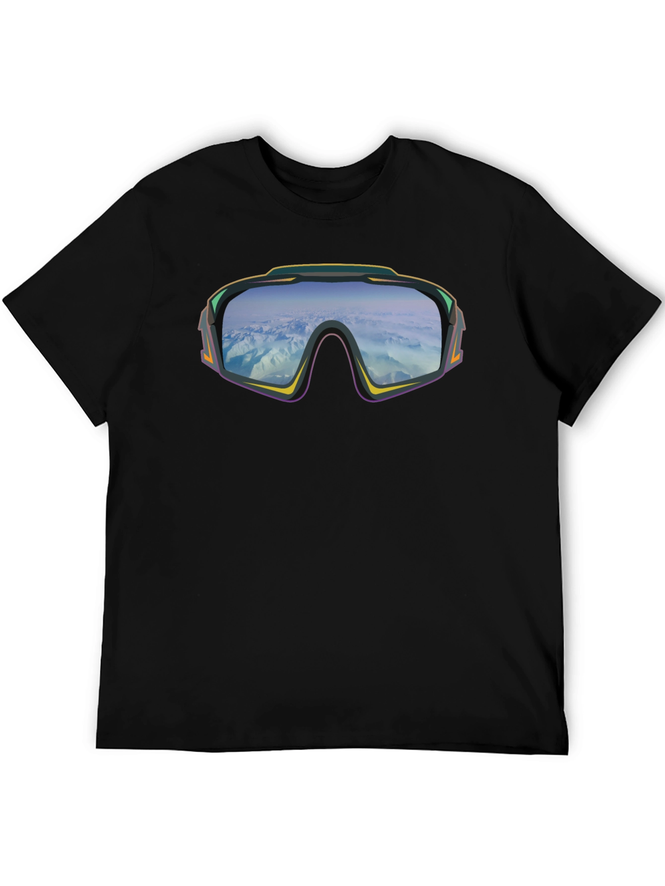 Retro Ski Goggles Graphic T-Shirt - Black