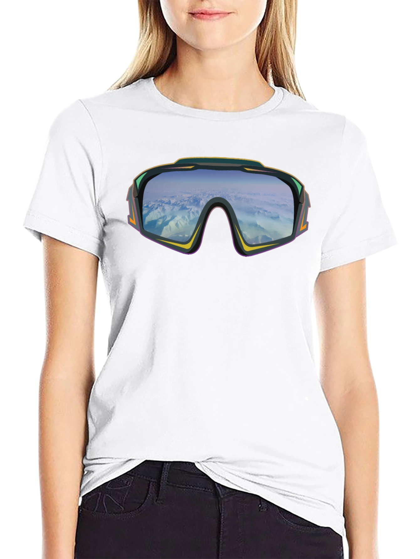 Retro Ski Goggles Graphic T-Shirt - Black