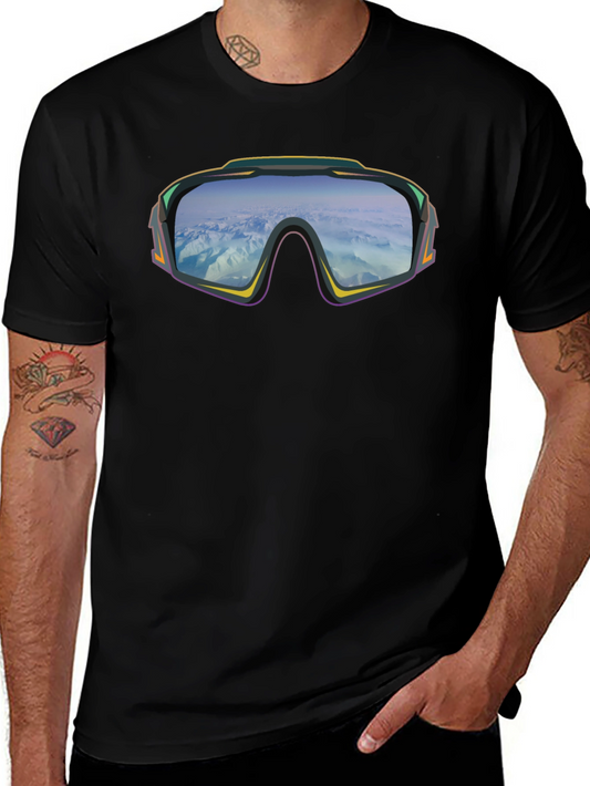 Retro Ski Goggles Graphic T-Shirt - Black