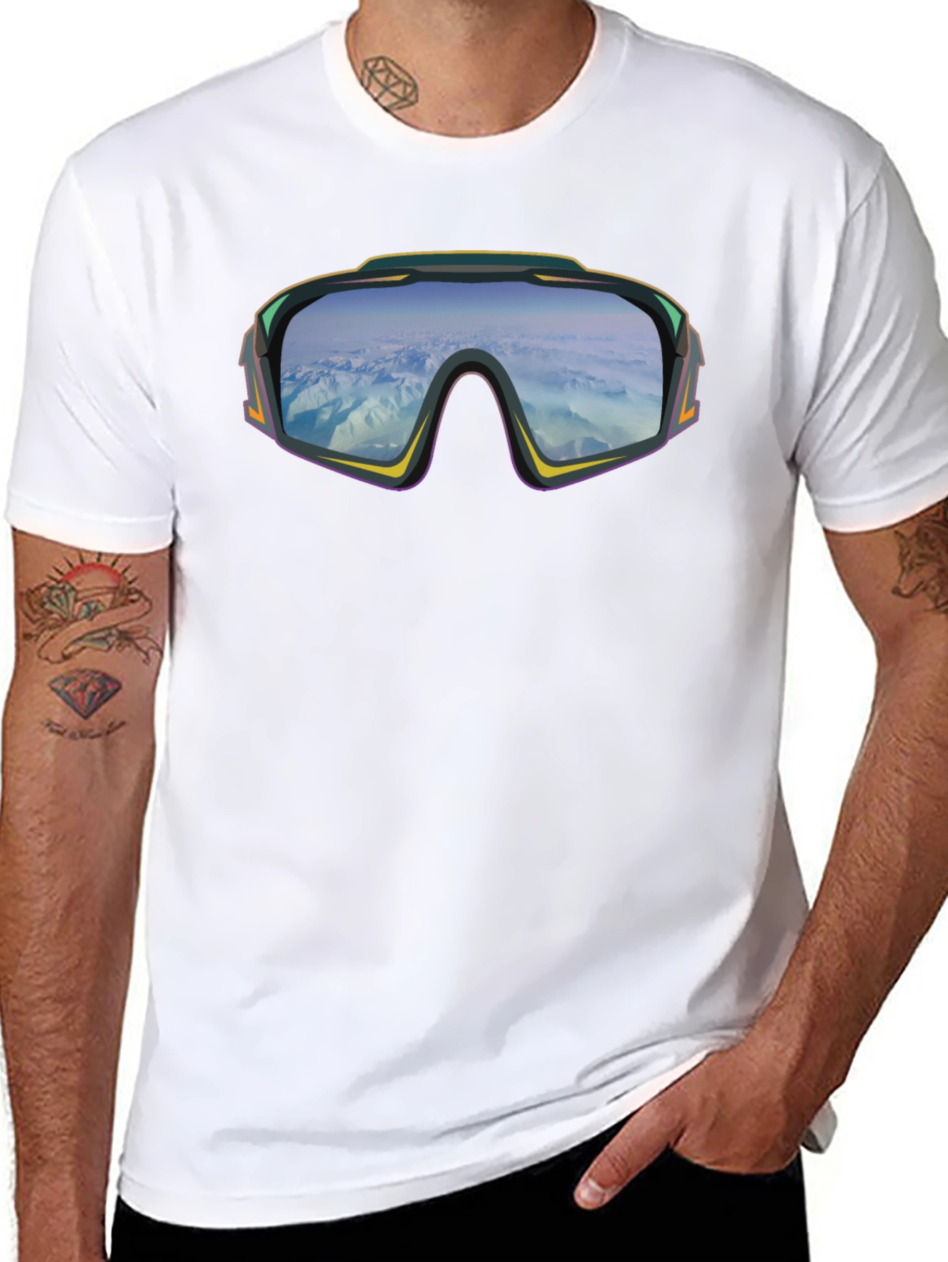 Retro Ski Goggles Graphic T-Shirt - Black