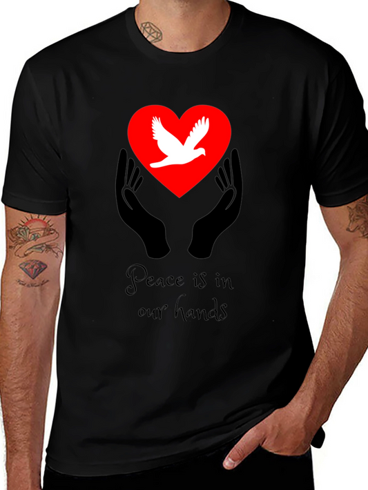 Peace Dove Heart Hands Graphic T-Shirt