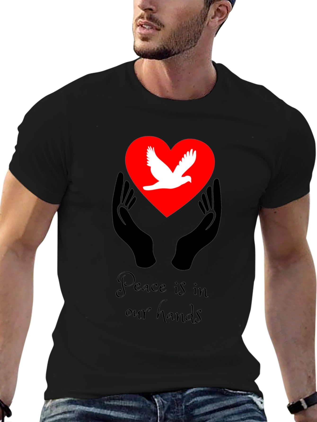 Peace Dove Heart Hands Graphic T-Shirt