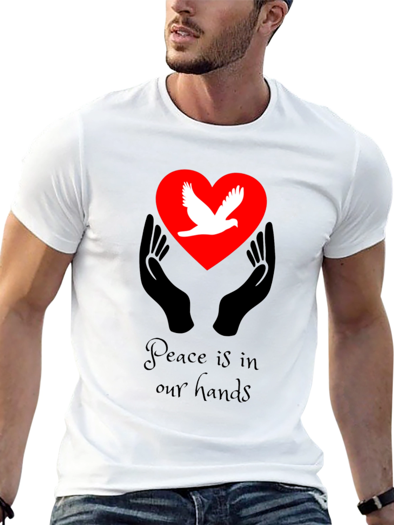 Peace Dove Heart Hands Graphic T-Shirt