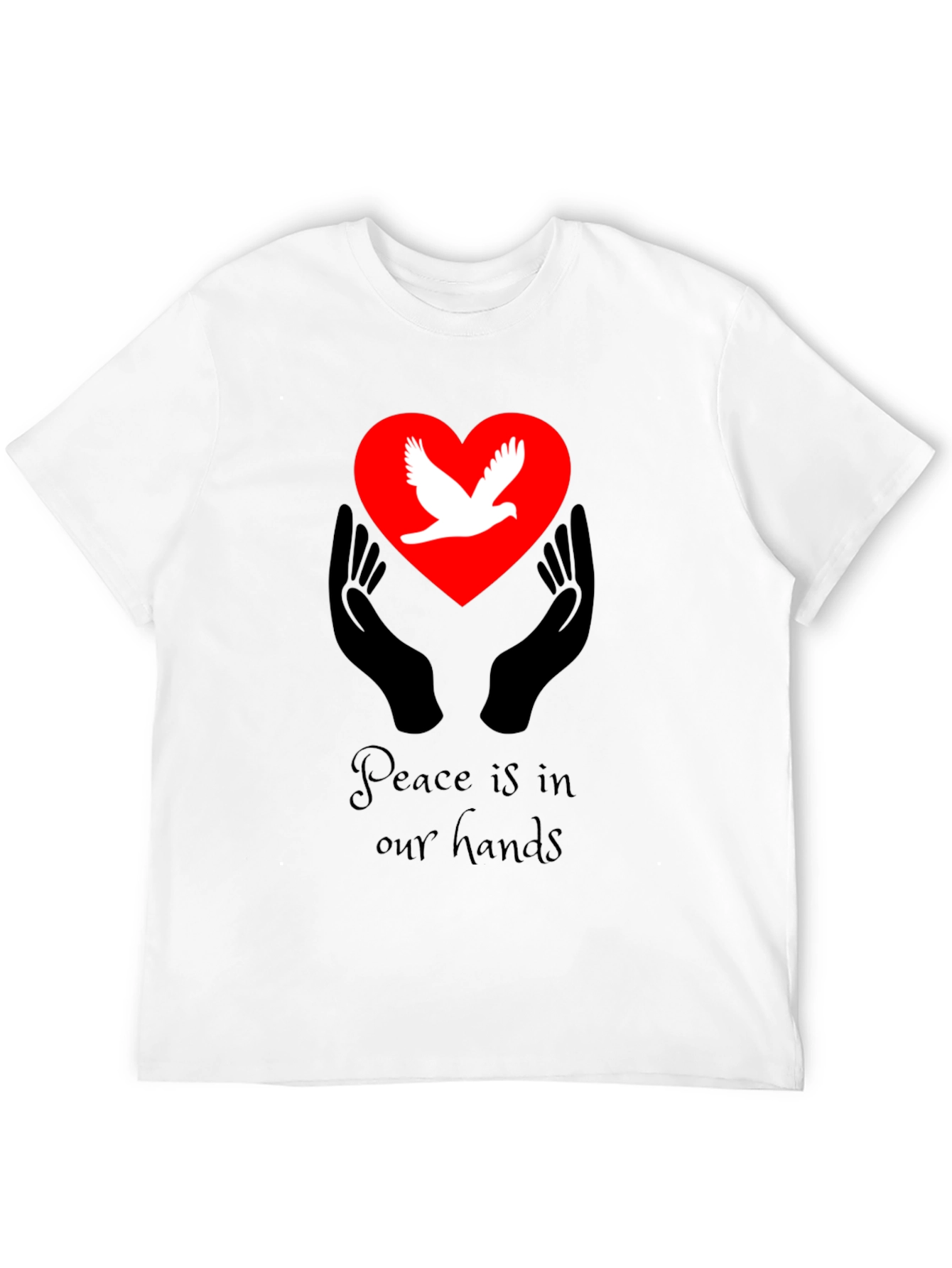Peace Dove Heart Hands Graphic T-Shirt
