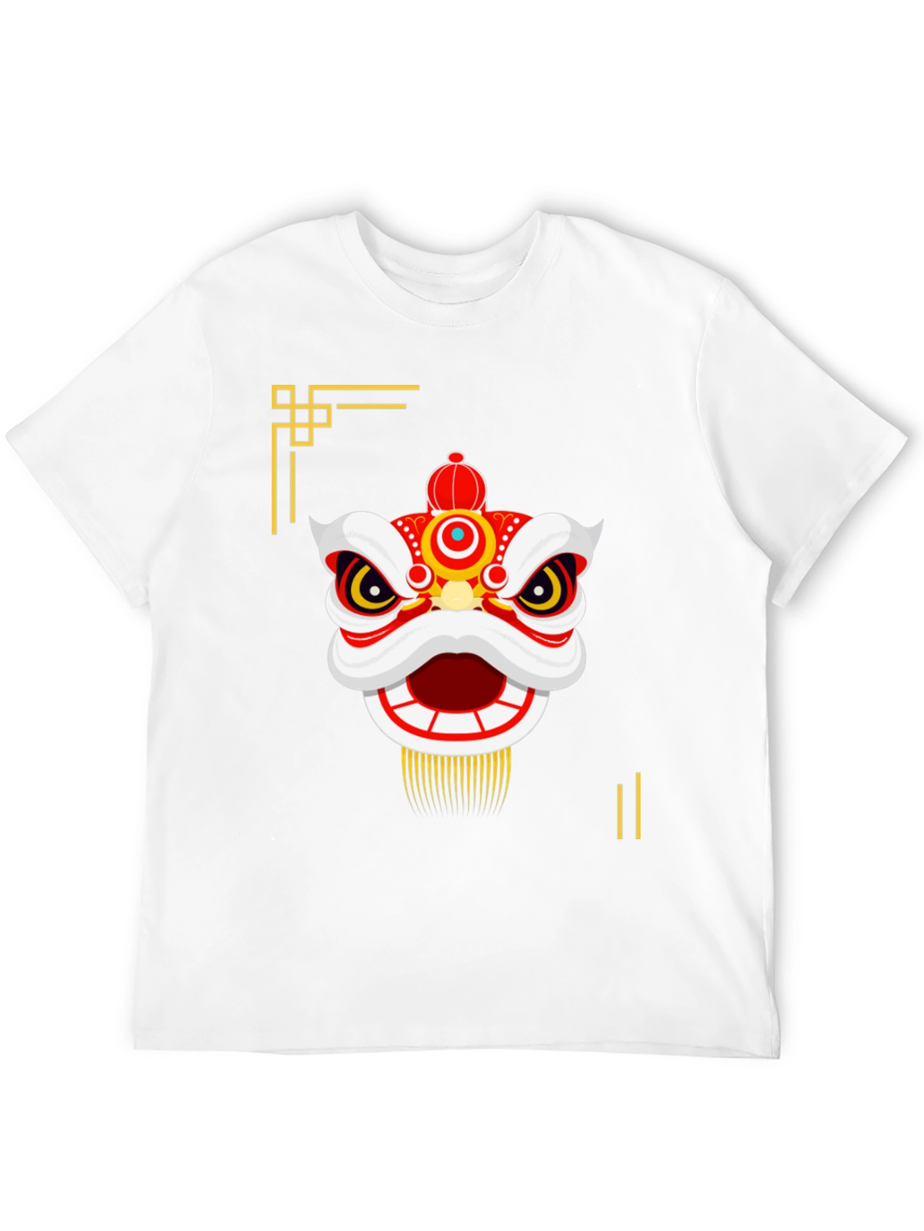 Chinese Lion Dance Graphic Tee - Black