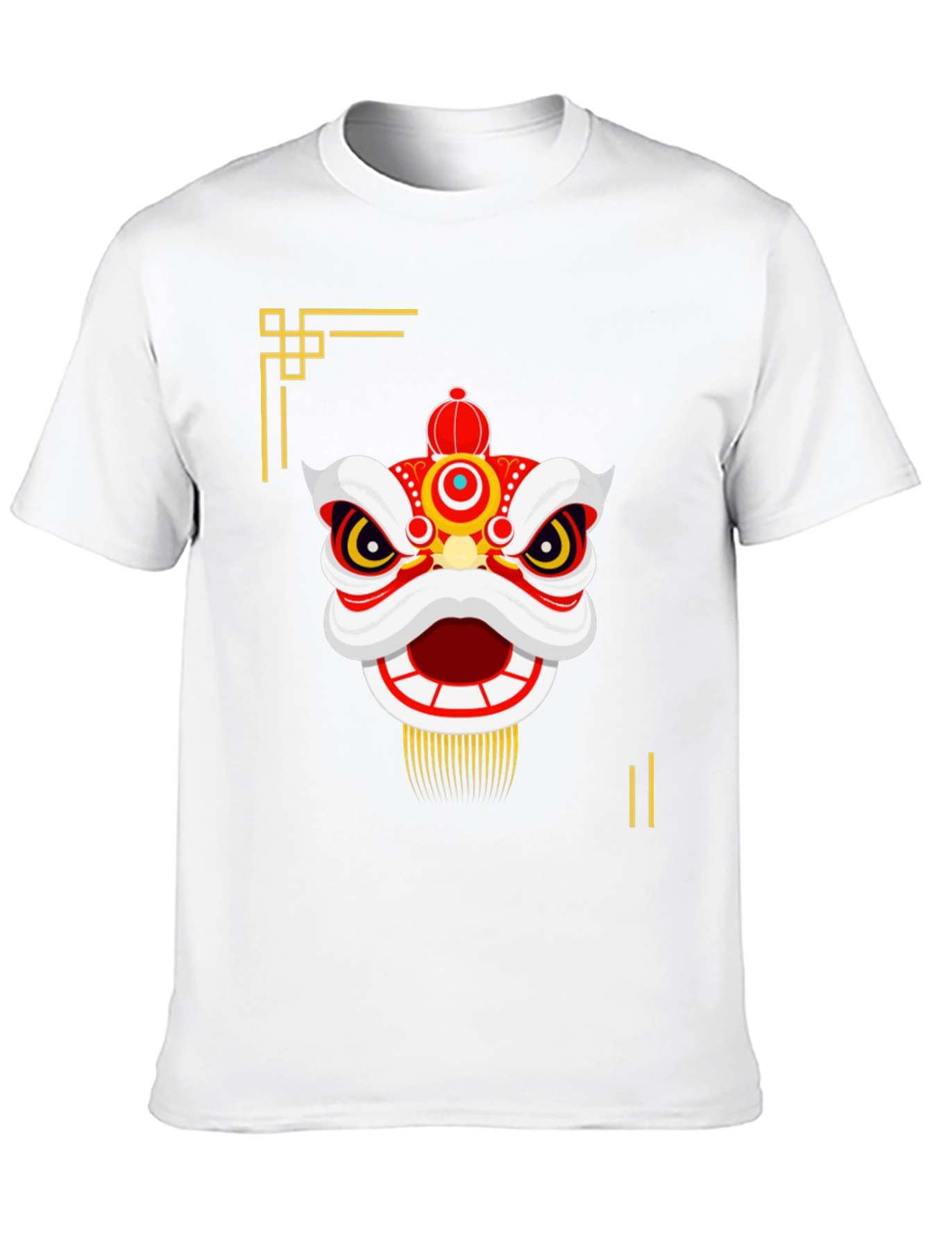 Chinese Lion Dance Graphic Tee - Black