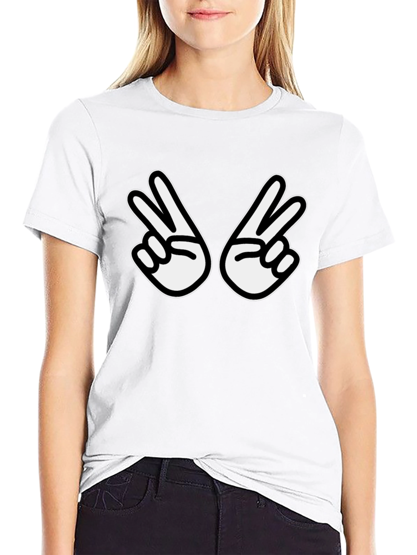 Peace Sign Graphic Tee - Casual Black T-Shirt