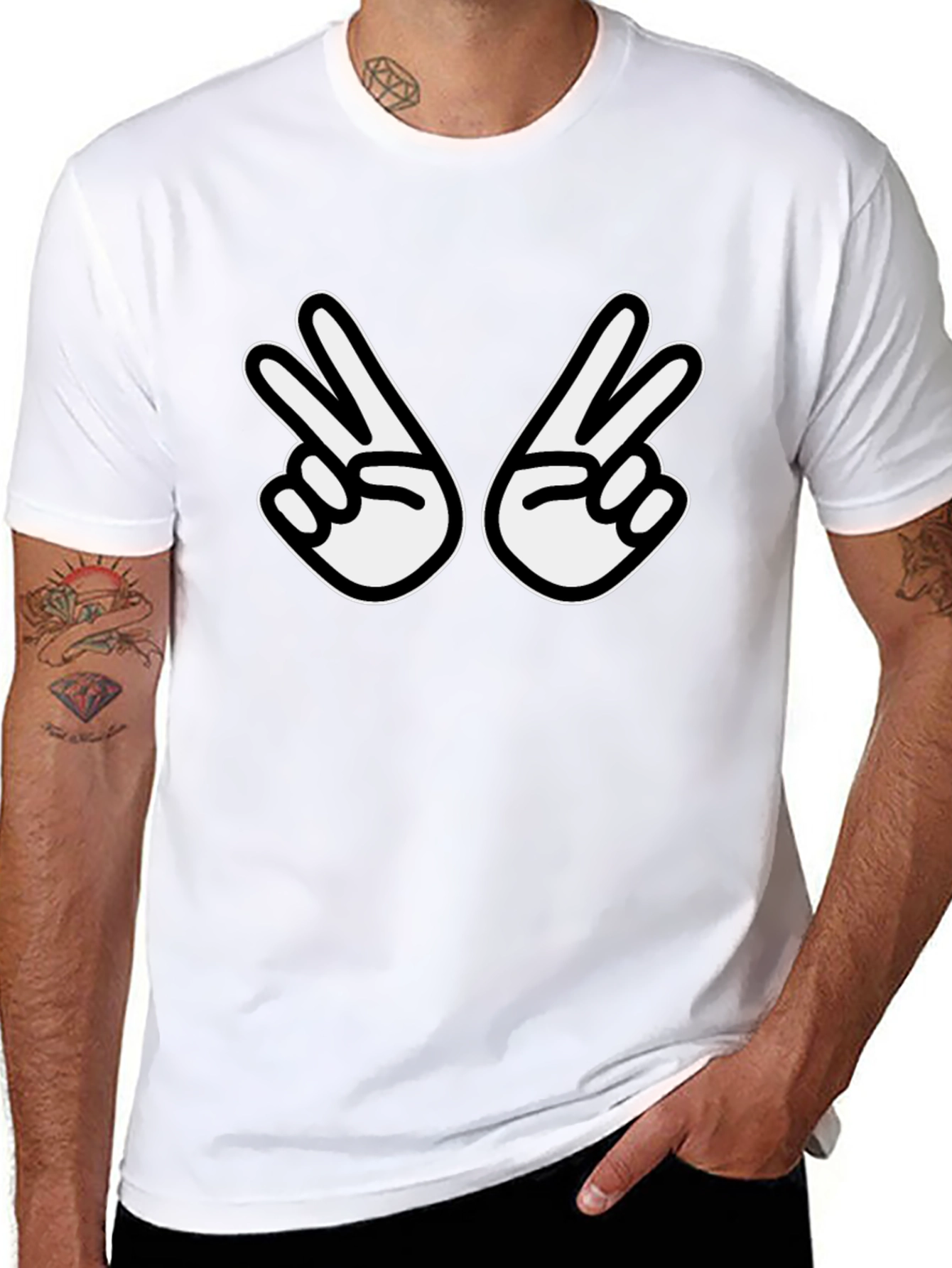Peace Sign Graphic Tee - Casual Black T-Shirt