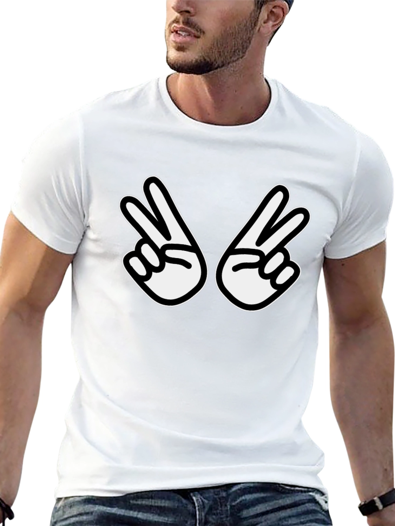 Peace Sign Graphic Tee - Casual Black T-Shirt