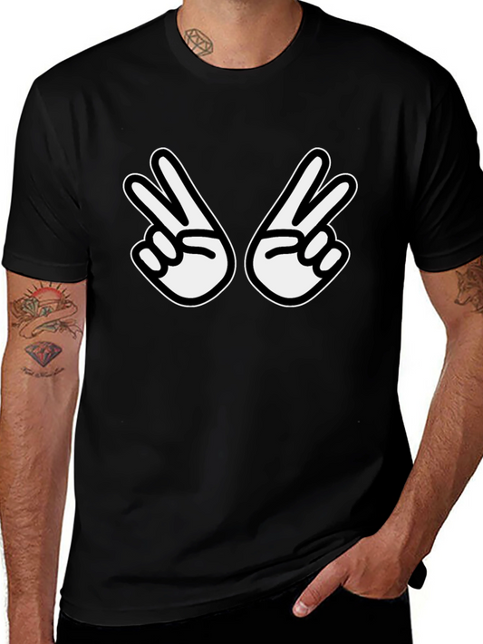 Peace Sign Graphic Tee - Casual Black T-Shirt